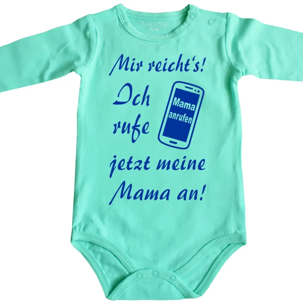 Preview: Baby‑Body mit witzigem Text und Handy‑Motiv