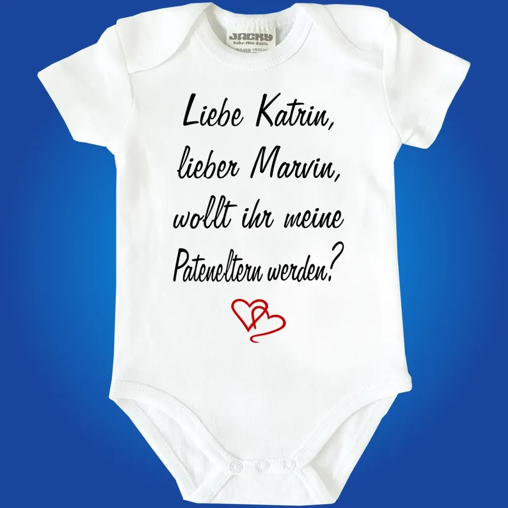 Preview: Baby‑Body „Liebe Katrin, lieber Maik, wollt ihr meine Pateneltern werden?“