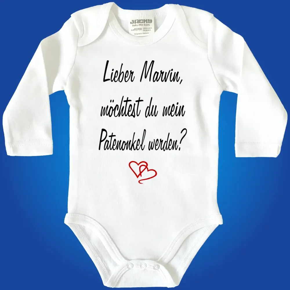 Preview: Babybody mit Frage an die Patentante