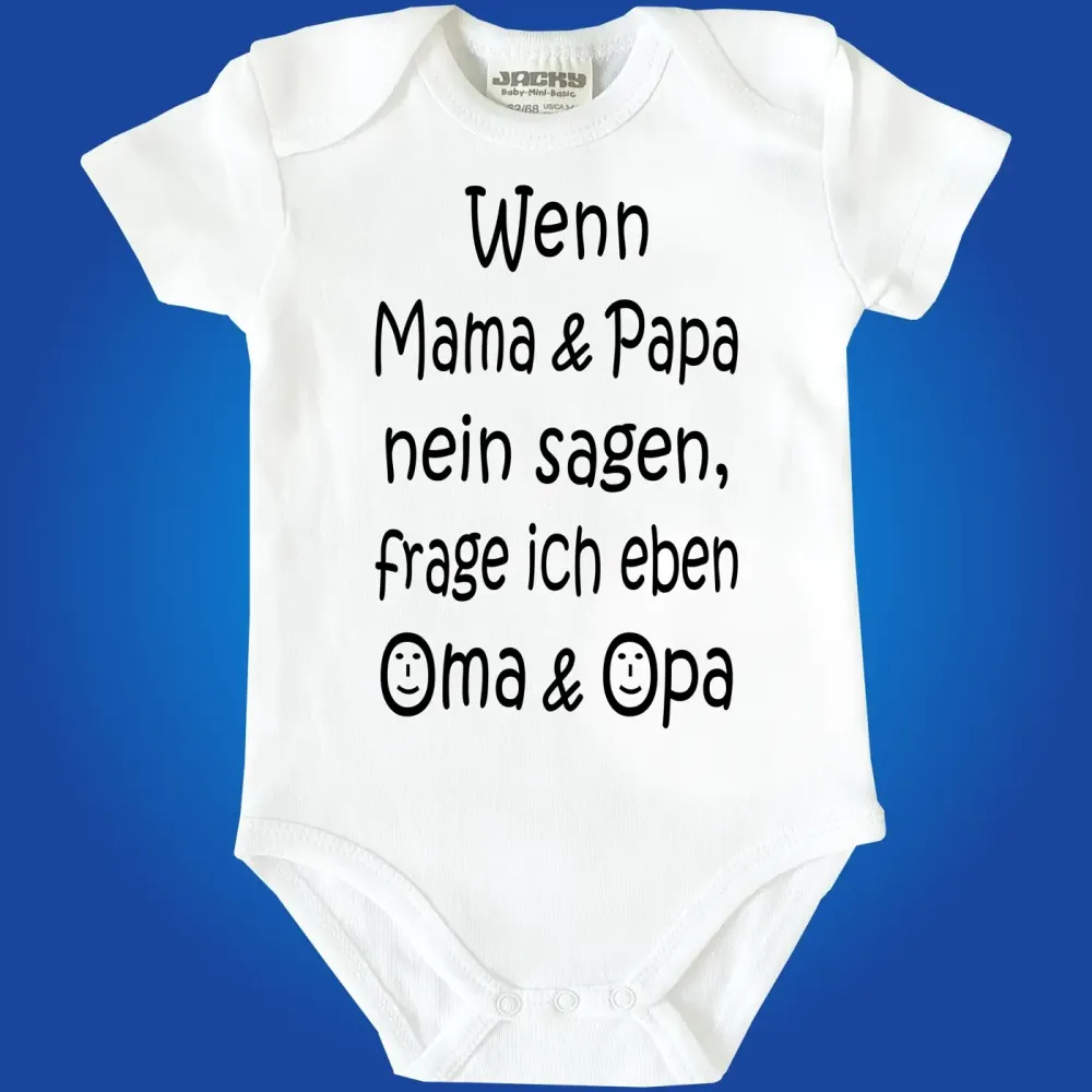 Baby‑Body mit Spruch „Wenn Mama und Papa nein sagen, frage ich Tante“