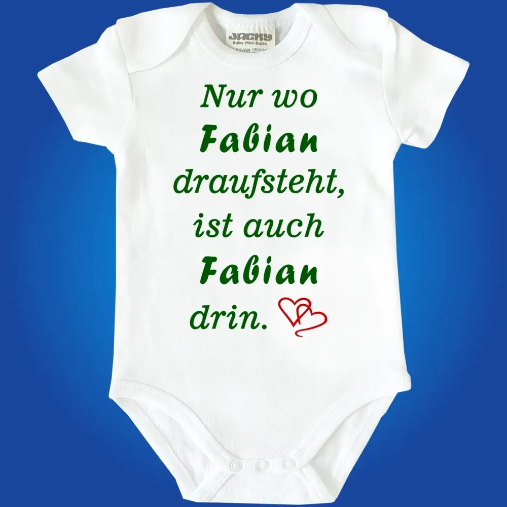 Babybody mit Fun‑Design und personalisiertem Namen
