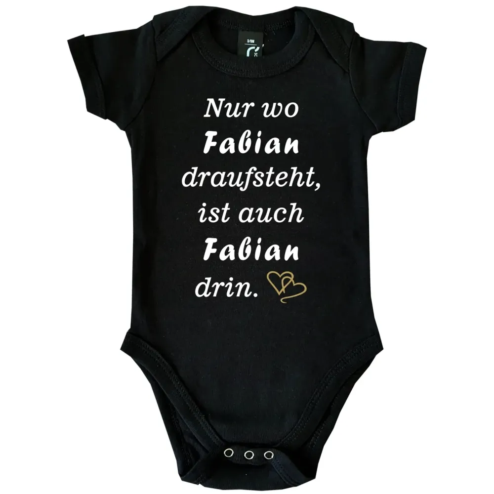 Babybody mit personalisiertem Wunschname und Fun‑Spruch
