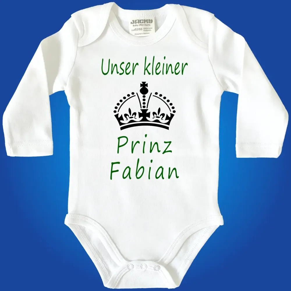 Babybody „Prinz“ mit goldener Krone