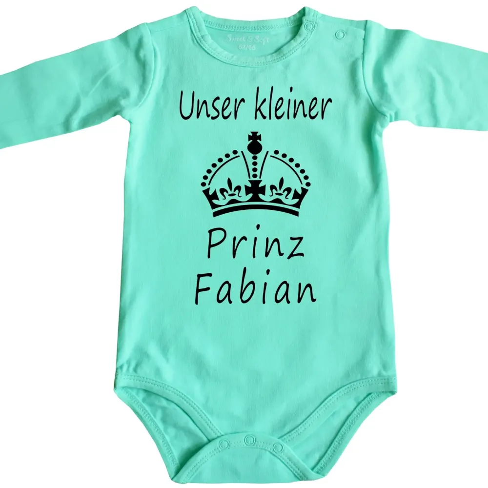 Preview: Baby-Body „Unser kleiner Prinz“ mit Krone