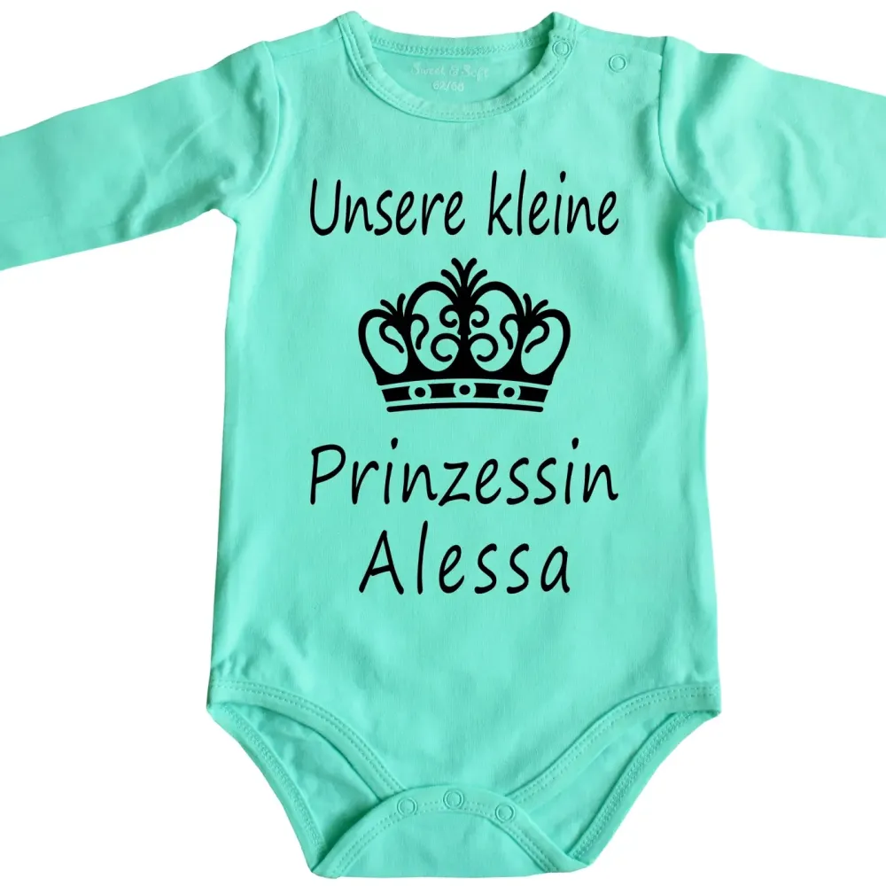 Preview: Baby-Body mit Druck Prinzessin und Krone