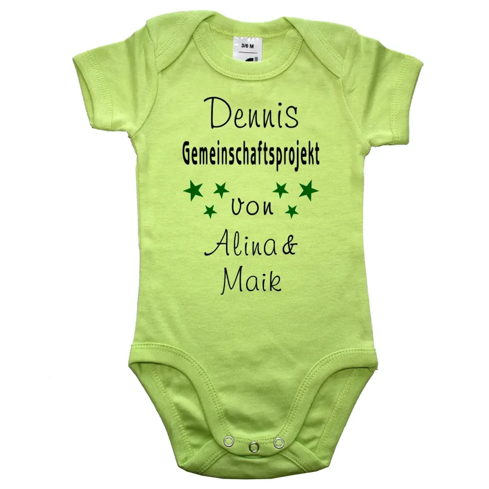 Preview: Baby‑Body mit Name des Babys und Eltern‑Namen
