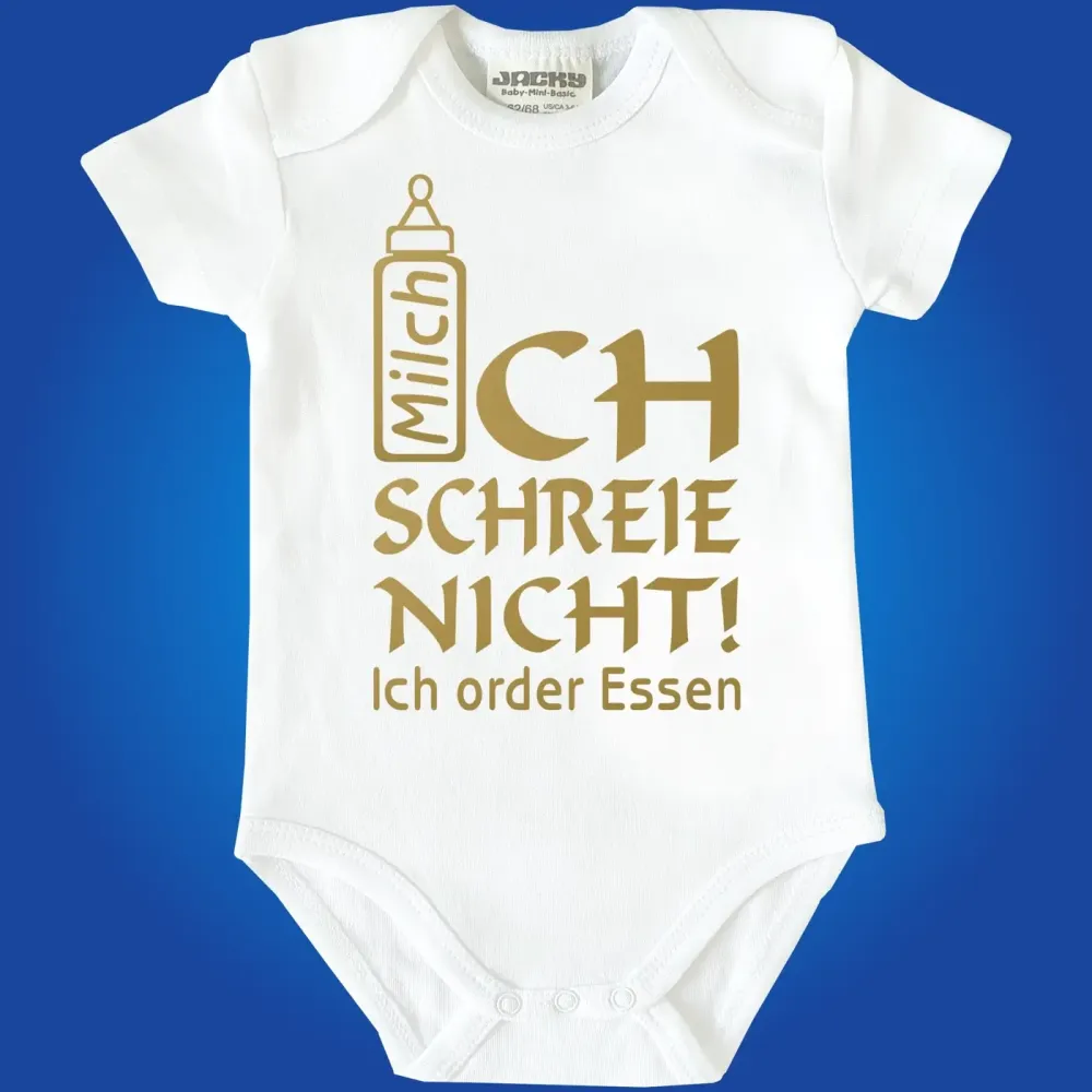 Preview: Lustiger Baby‑Body mit Essen‑Spruch