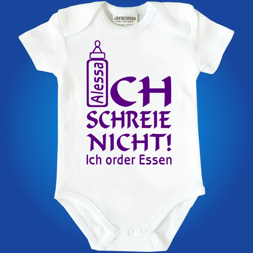 Baby‑Body „Ich order Essen“ mit Wunschname