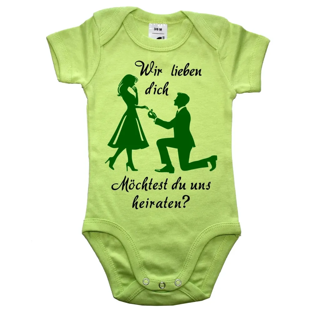 Baby bodysuit with wedding proposal print