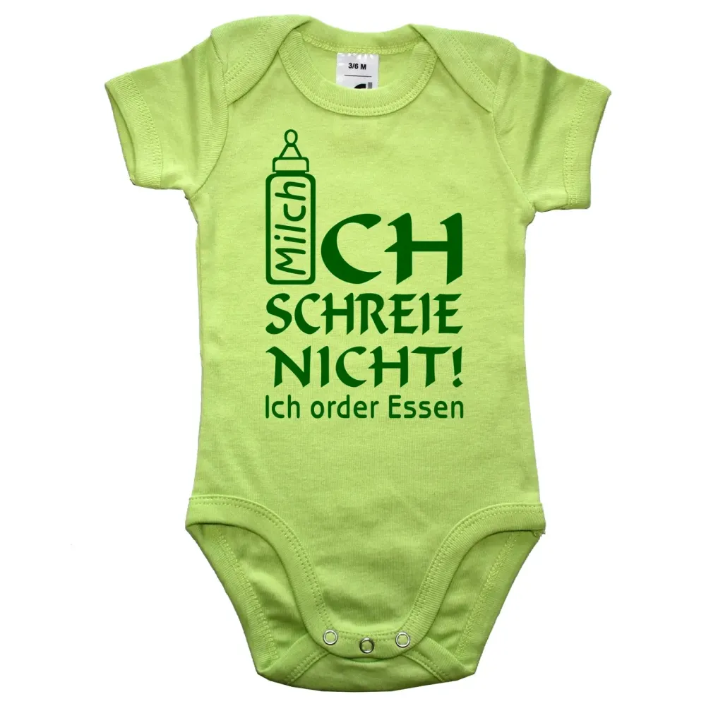 Babybody mit personalisiertem Namen auf Babyflasche