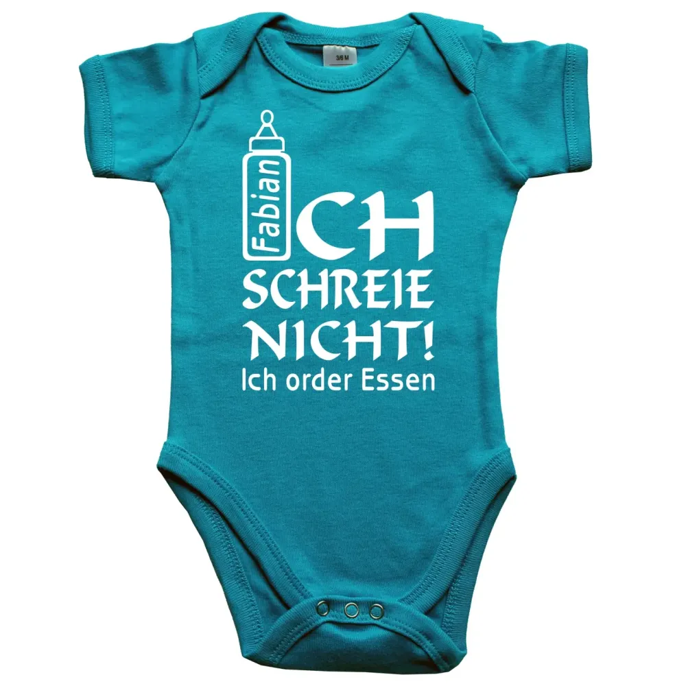 Babybody mit Flasche und personalisiertem Text