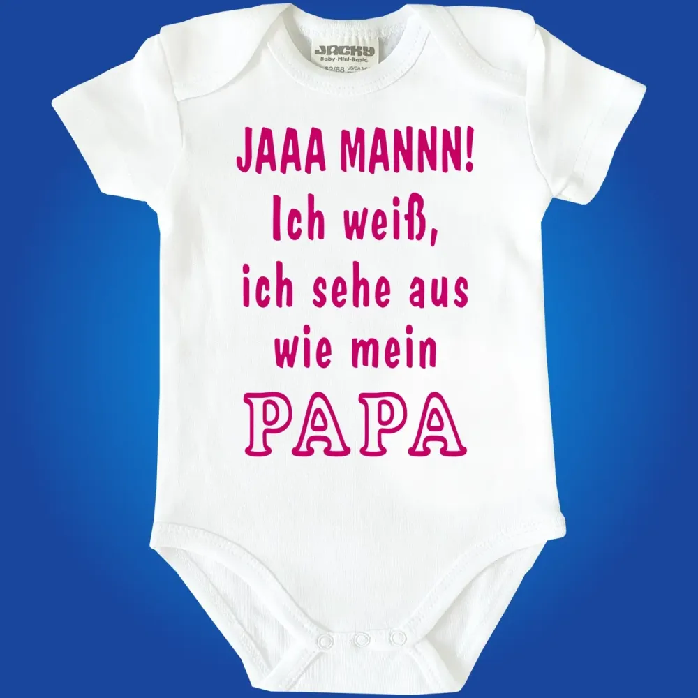 Babybody mit Fun‑Spruch für Papa oder Mama