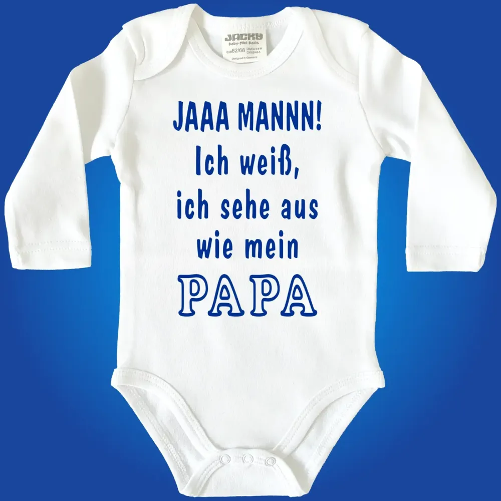 Preview: Baby‑Body mit Text „JAAA MANNN, ich sehe aus wie meine Mama“