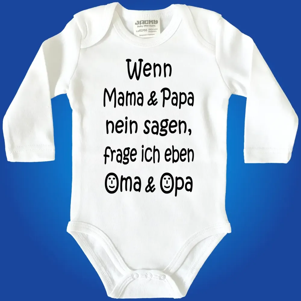 Baby‑Body mit witzigem Text und Auswahl Opa, Tante oder Onkel
