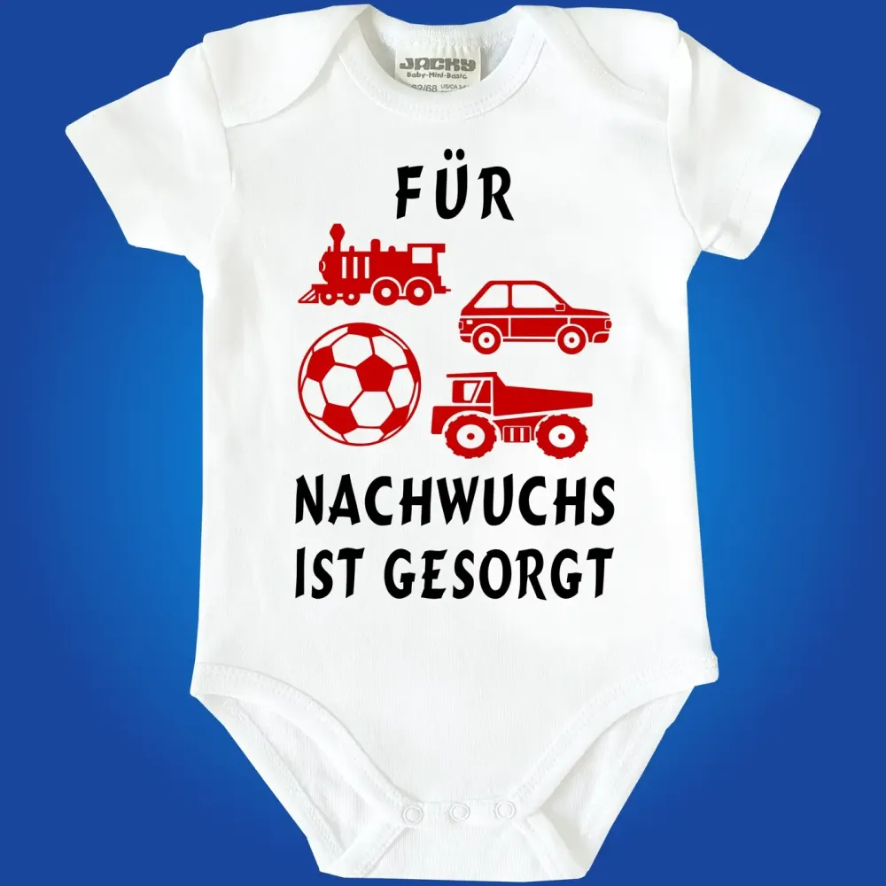 Baby-Body mit Spruch „Für Nachwuchs ist gesorgt“ für Kita‑Mitarbeiter