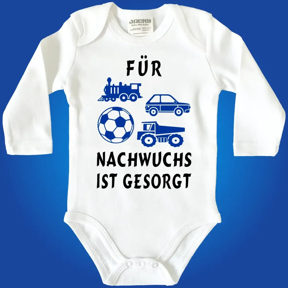Preview: Baby-Body für Erzieherin mit Lokomotive, Auto, Ball und Kipper