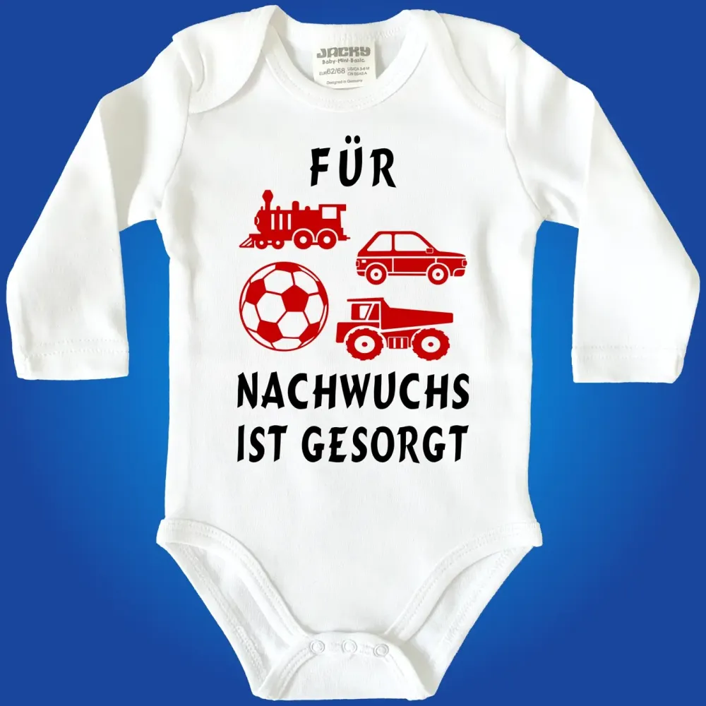 Baby-Body mit Spruch „Für Nachwuchs ist gesorgt“ für Kita‑Mitarbeiter