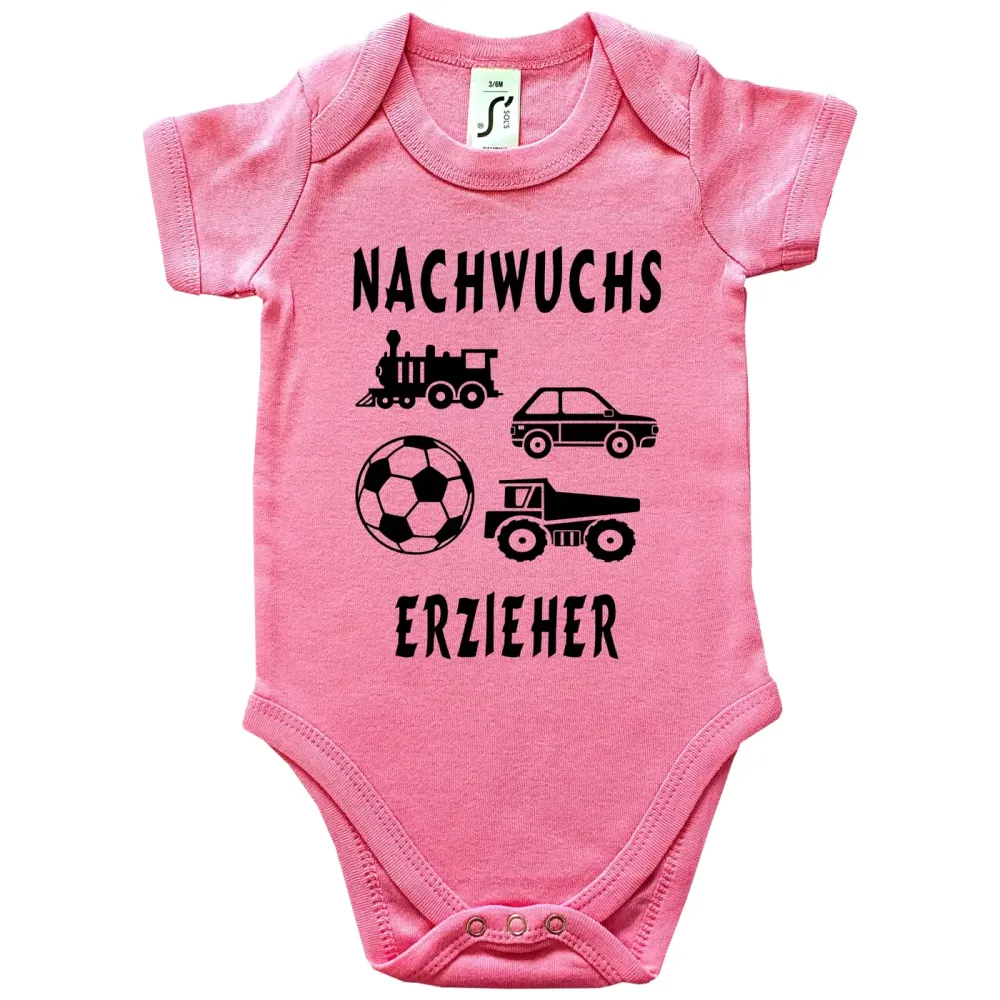 Preview: Baby-Body mit Spruch „Für Nachwuchs ist gesorgt“ und vier Spielzeugen