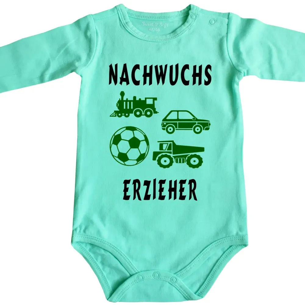 Preview: Baby-Body für Erzieher mit bunten Spielzeugmotiven