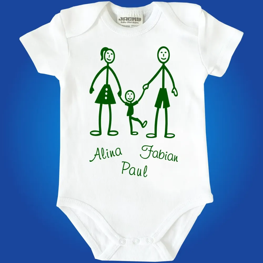 Babybody mit Wunschname für Mama Papa und Kind