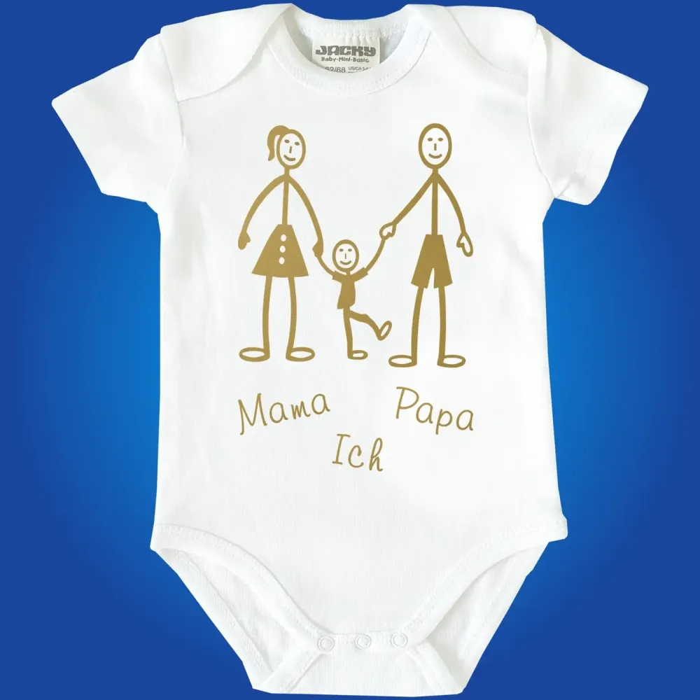 Süßer Baby Body mit Familienmotiv und Namen