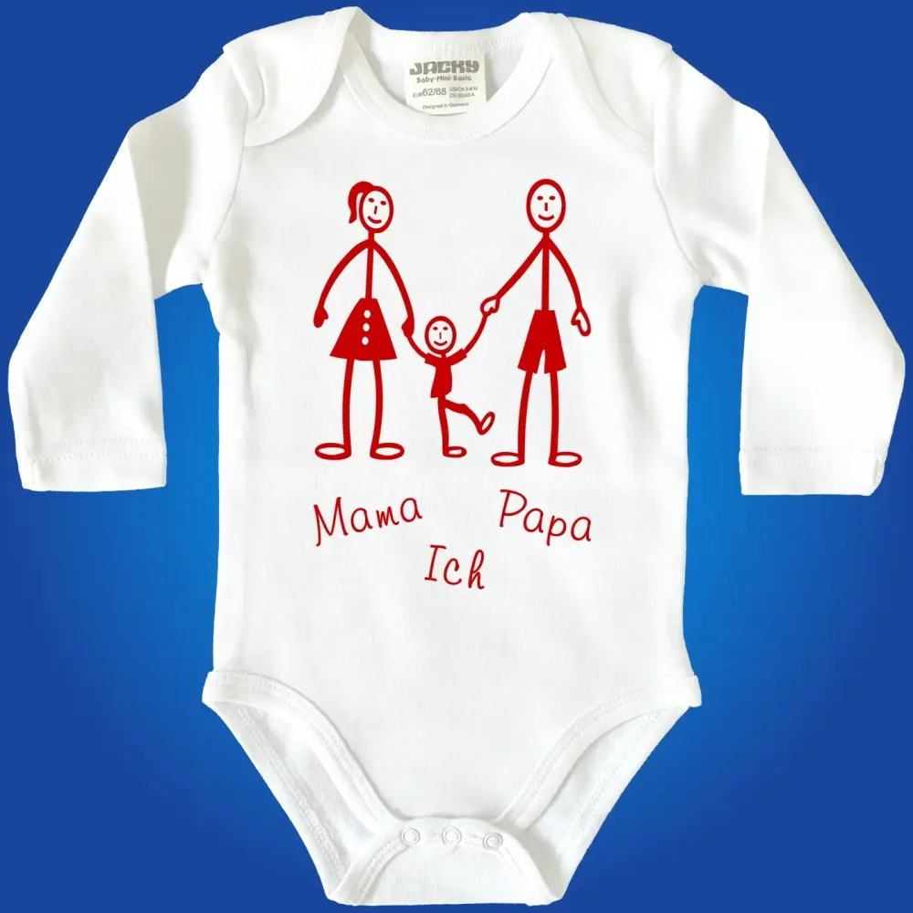 Strichmännchen Familie Babybody mit Wunschnamen