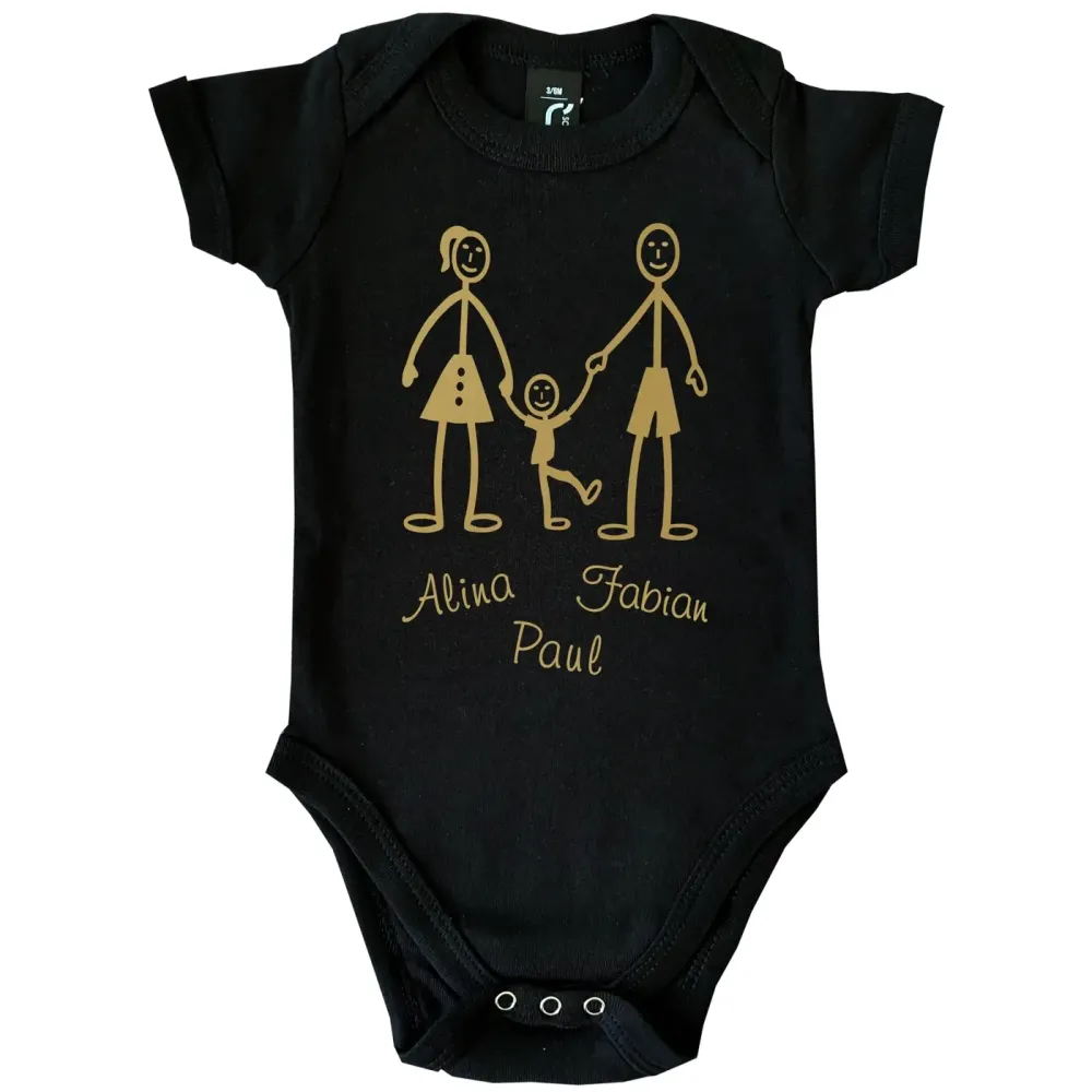 Babybody mit Wunschname für Mama Papa und Kind