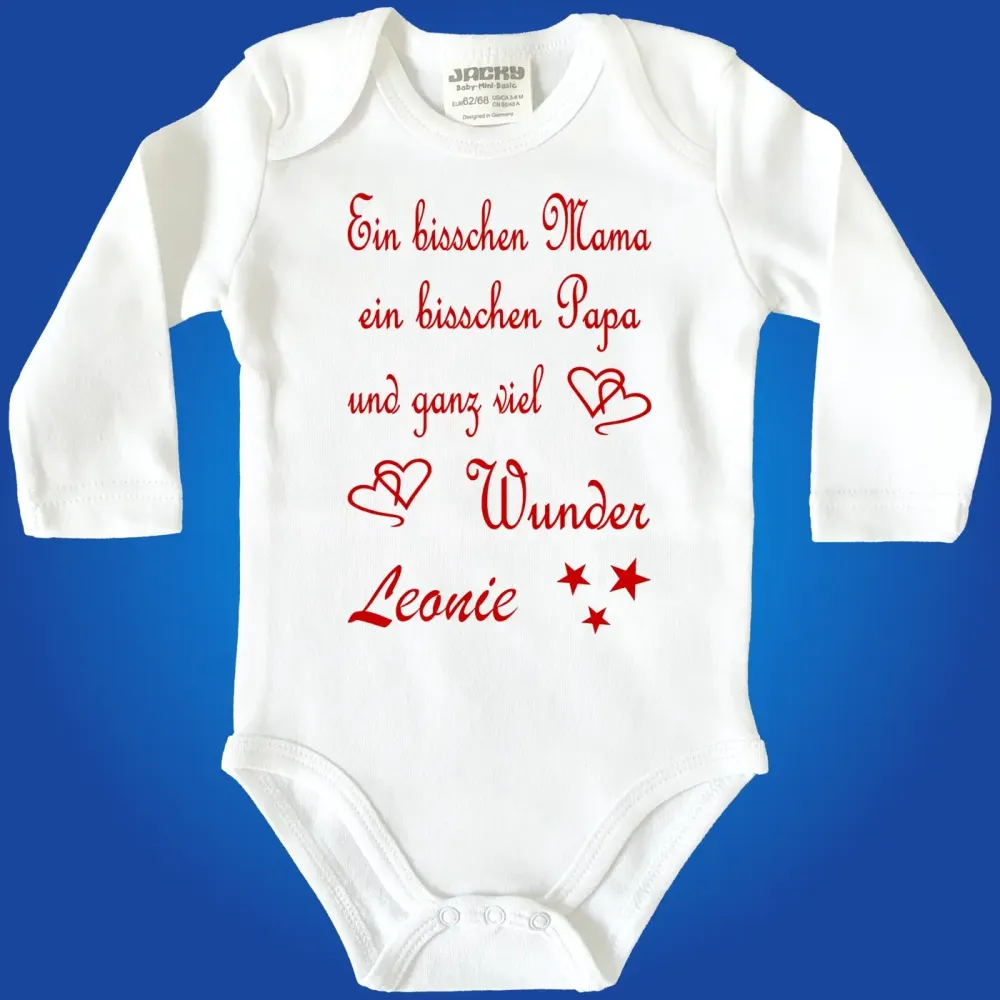 Preview: Babybody personalisiert mit Name und Wunder‑Spruch