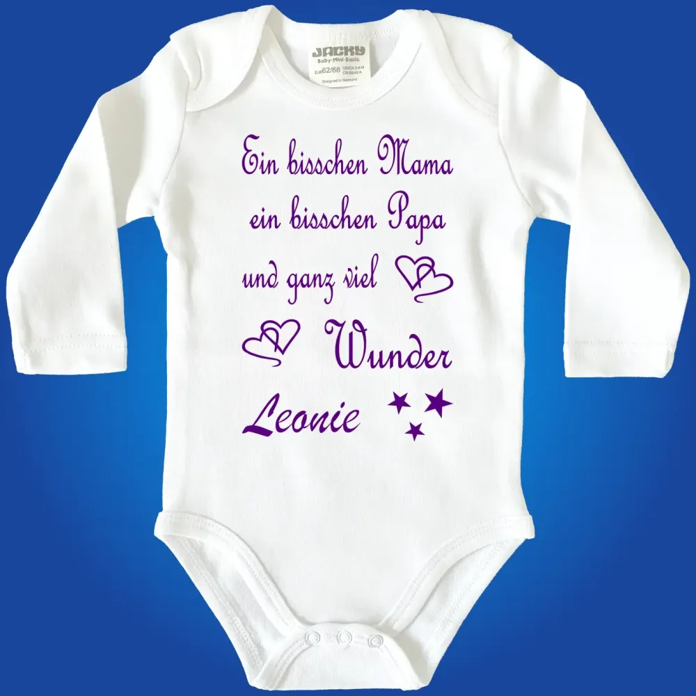 Babybody mit Wunschname und liebevollem Familien Spruch