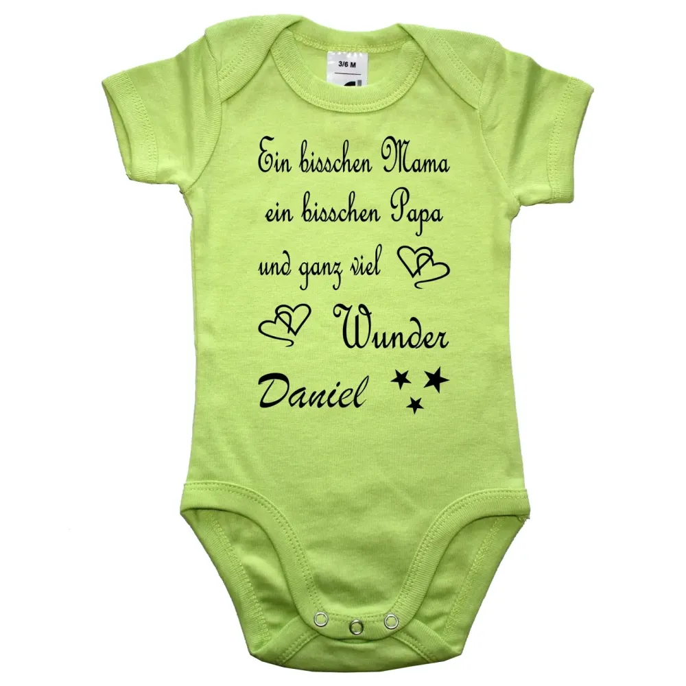 Preview: Baby‑Body mit Name und süßem Wunder Spruch