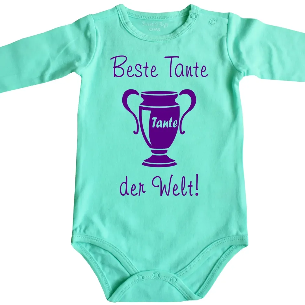 Preview: Baby‑Body mit Pokal und personalisierbarem Titel