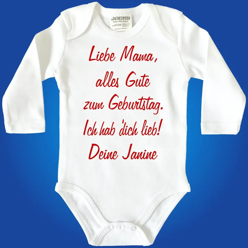 Baby‑Body mit liebevollem Text „Ich hab’ dich lieb“