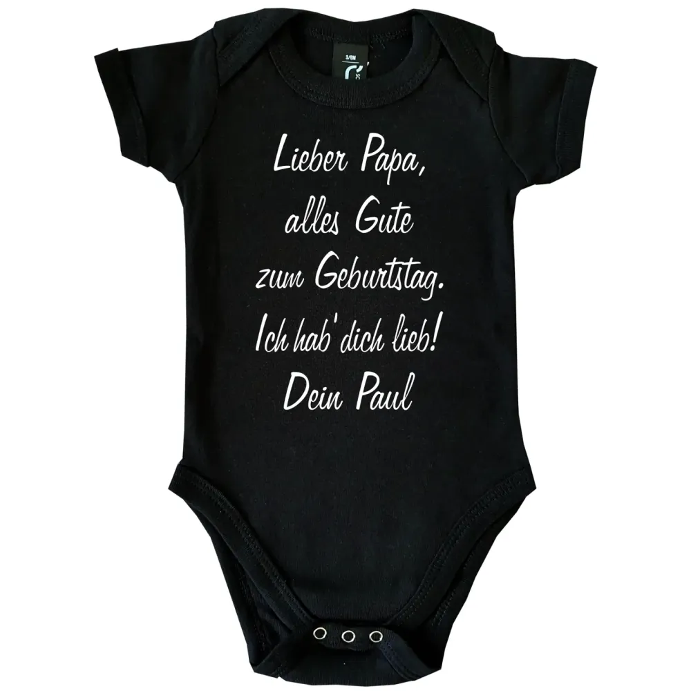 Babybody mit emotionalem Geburtstagsspruch