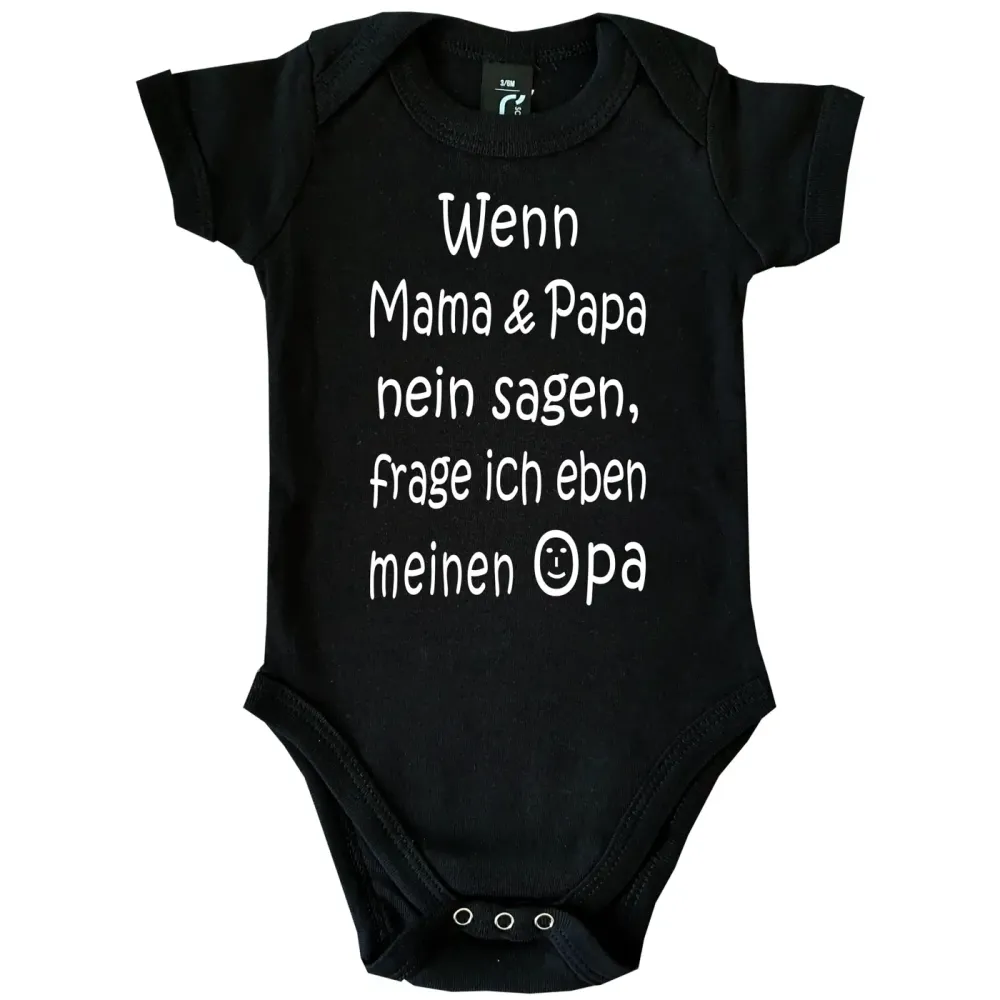 Baby‑Body mit Spruch „Wenn Mama und Papa nein sagen, frage ich Tante“