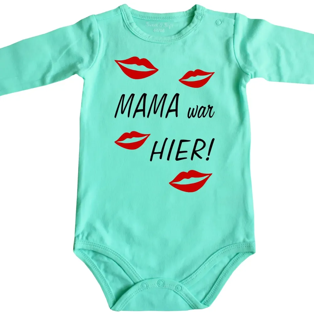 Preview: Babybody „Tante war hier“ witziges Kussmund Design