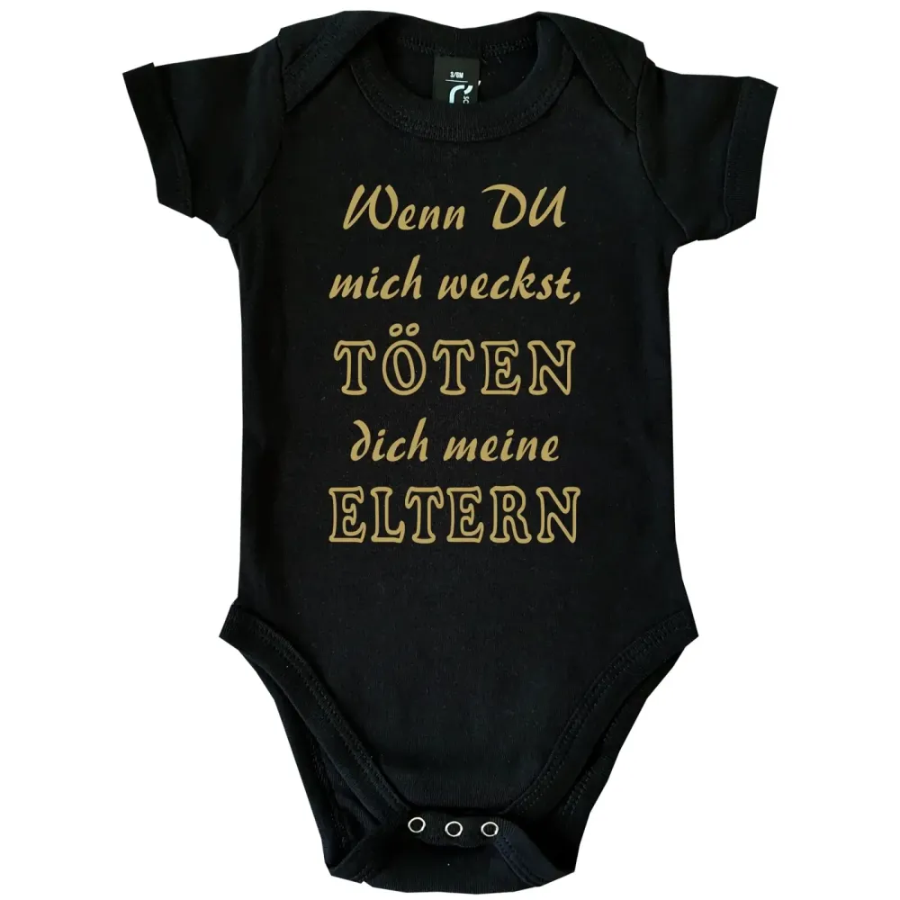Babybody mit witzigem Eltern‑Spruch als Geschenk