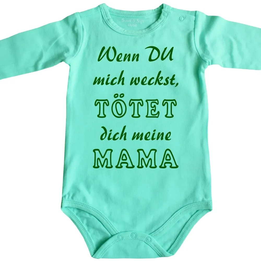 Baby‑Body mit humorvollem Text für müde Eltern