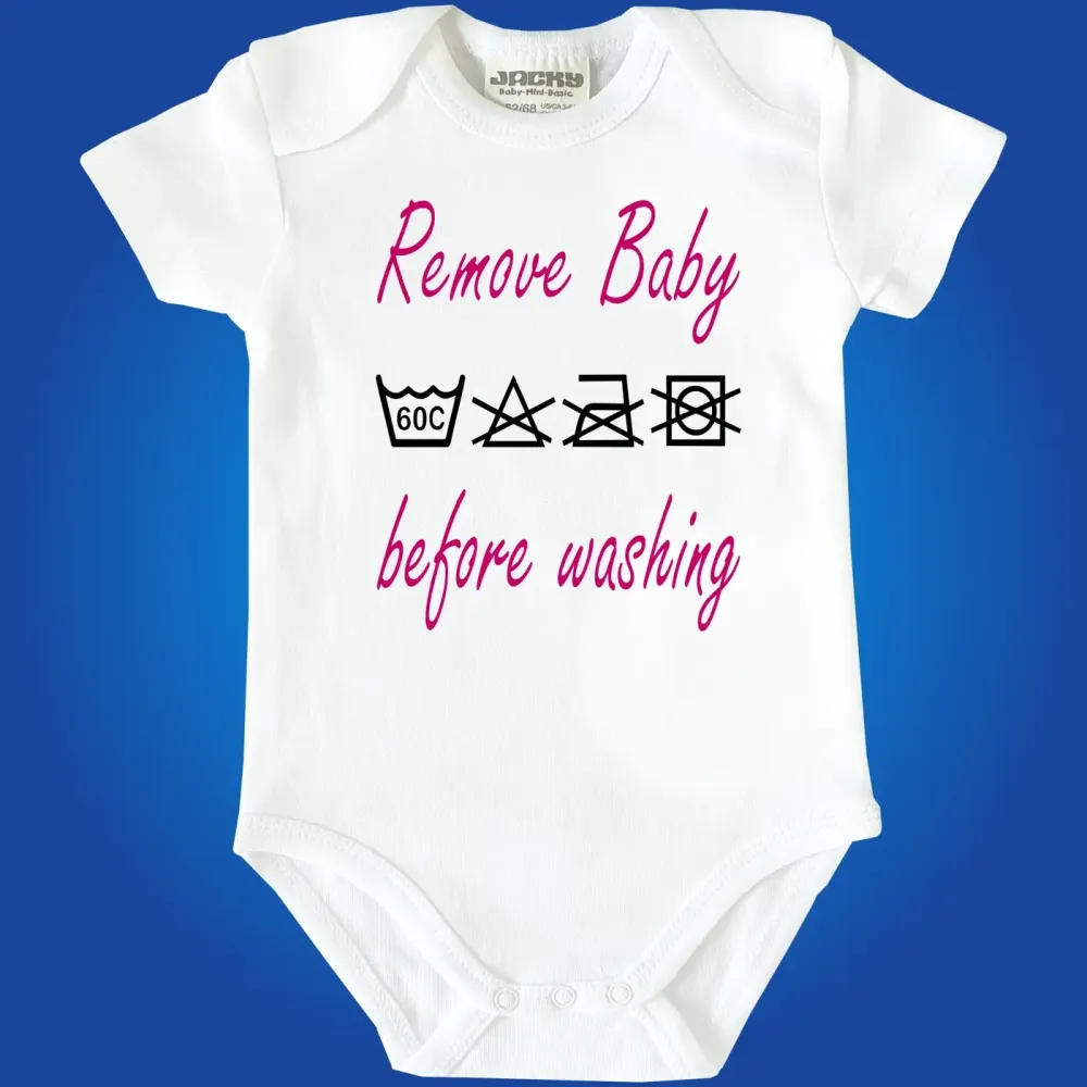 Babybody lustiges Waschsymbol Design