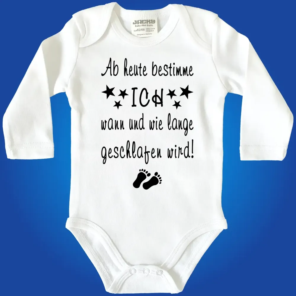 Baby‑Body mit witzigem Text über Babys Schlafregeln
