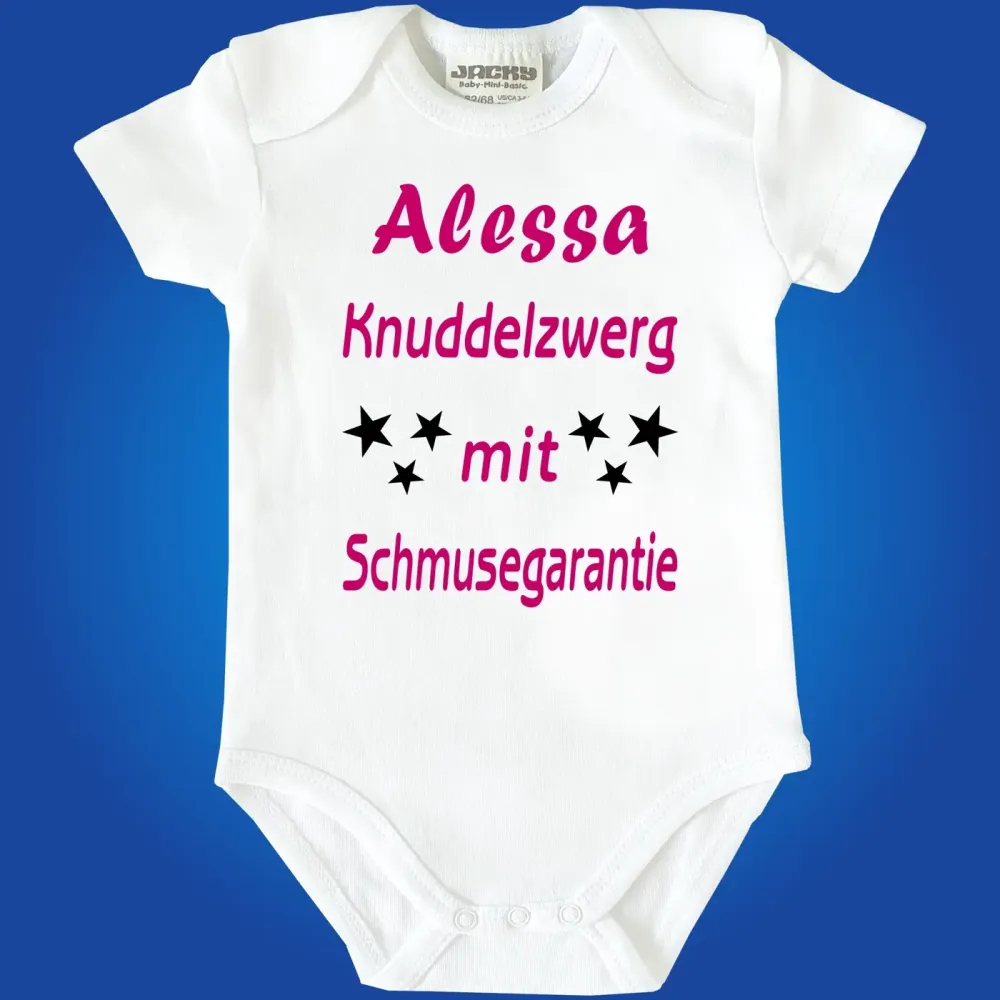 Preview: Baby‑Body „Schmusegarantie“ mit individuellem Namen