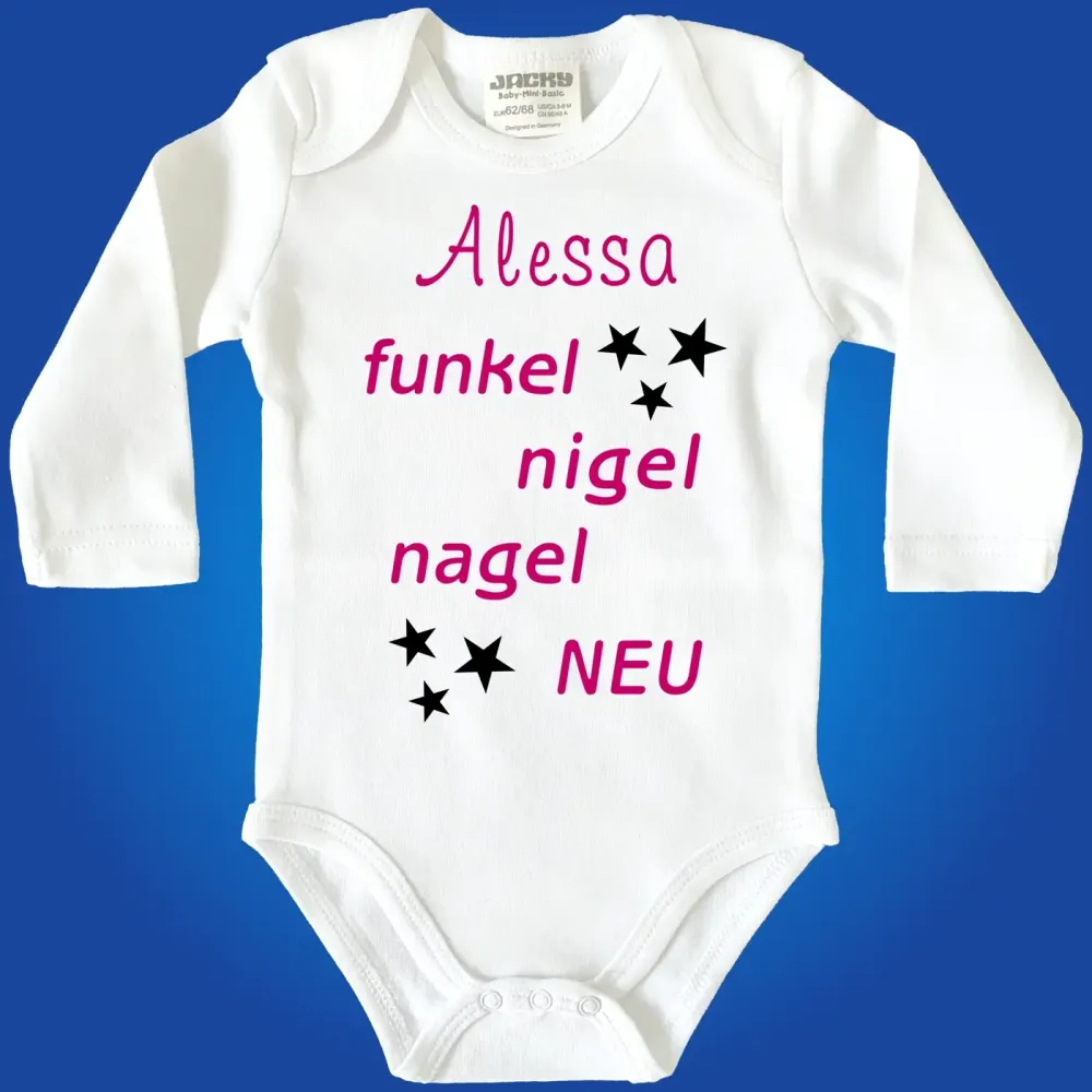 Preview: Lustiger Babybody mit Spruch und individuellem Namen