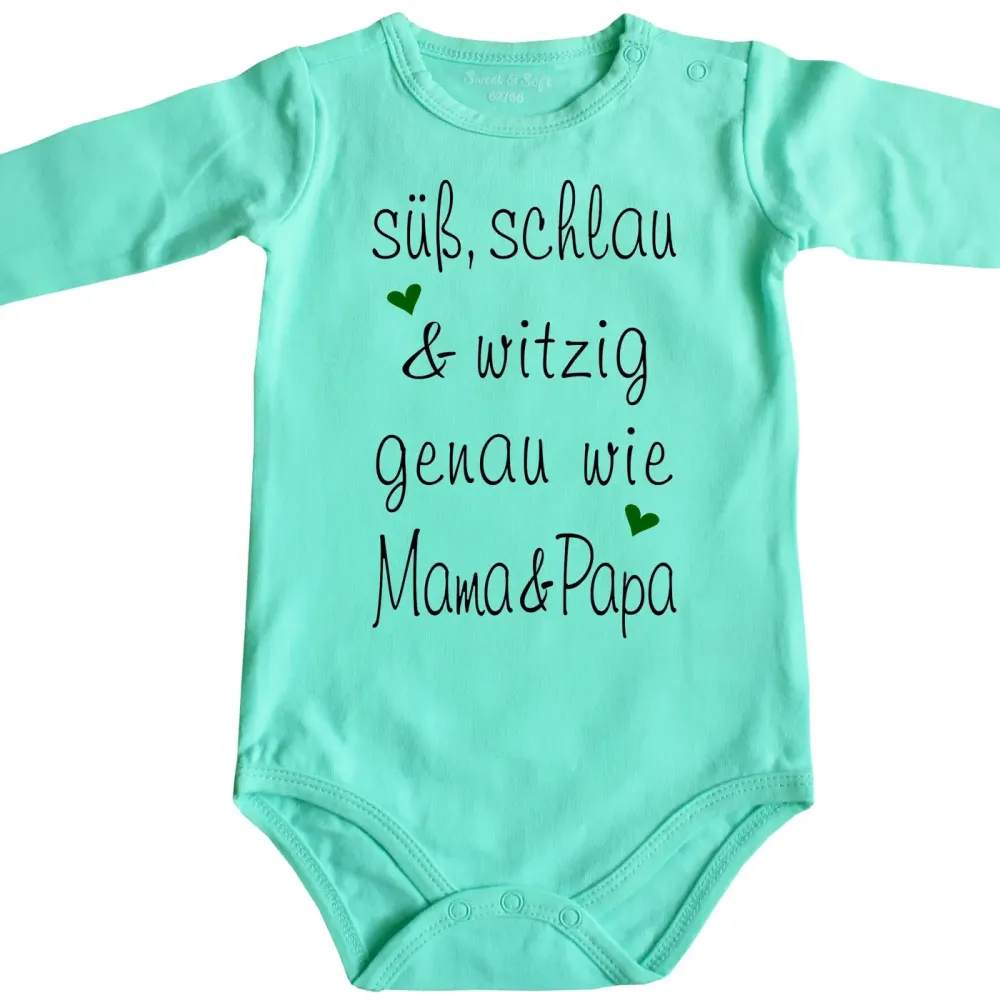 Baby‑Body „süß, schlau & witzig“ liebevoll gestaltet