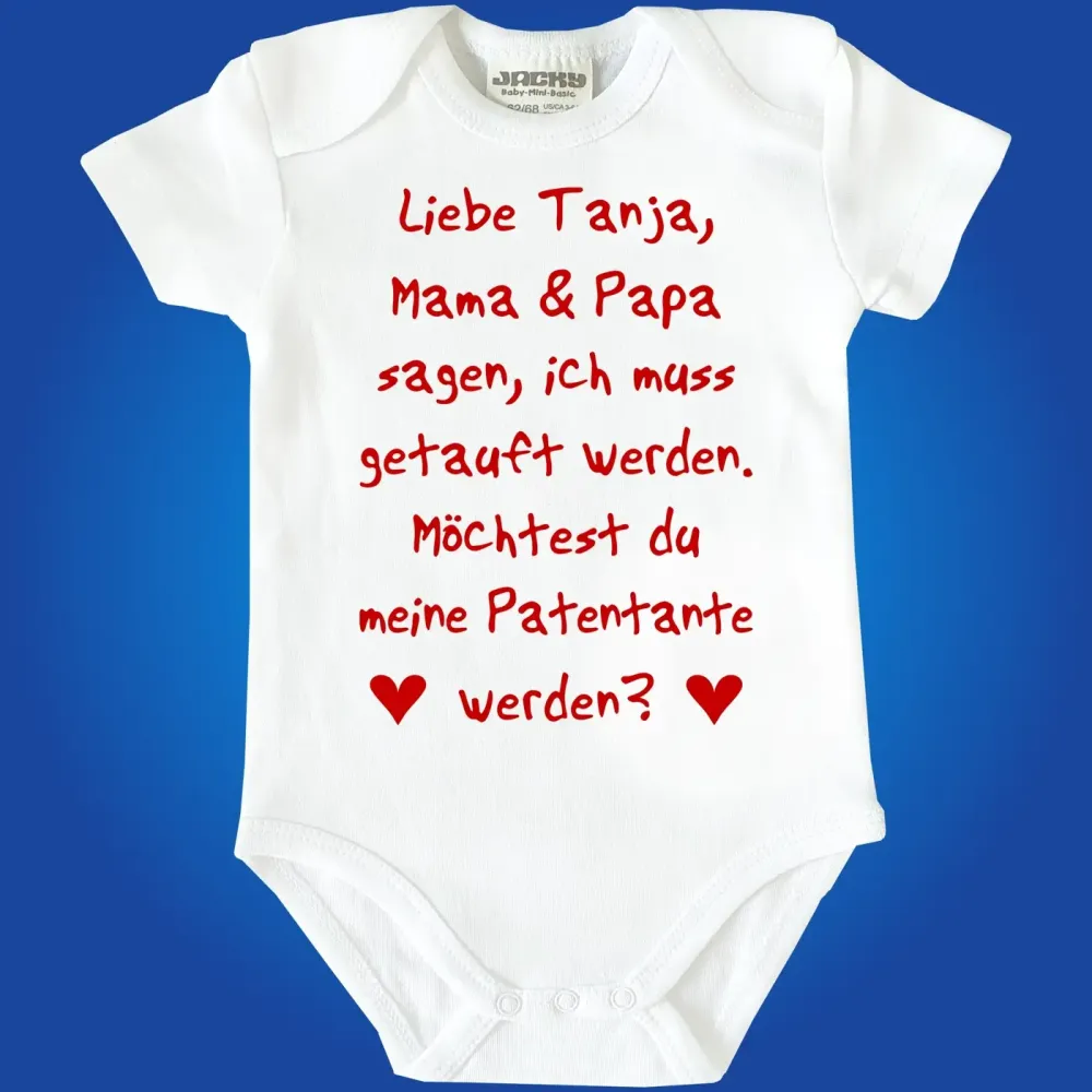 Baby‑Body mit süßer Taufpaten‑Frage und Name