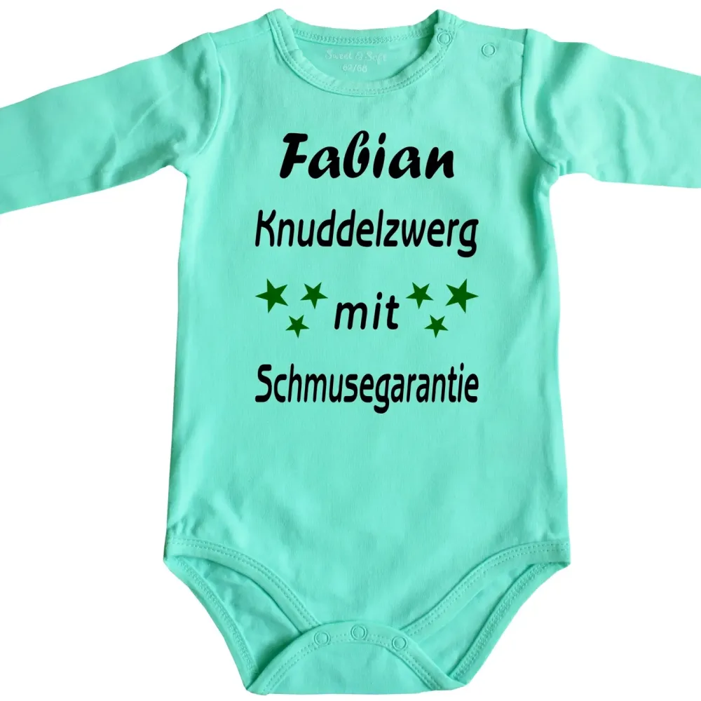 Baby‑Body mit Wunschname und liebevollem Text