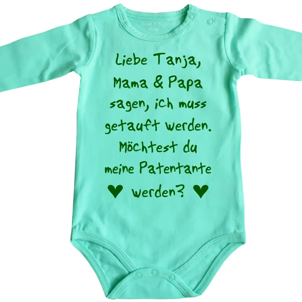 Preview: Baby‑Body mit witzigem Spruch für Patentante oder Patenonkel