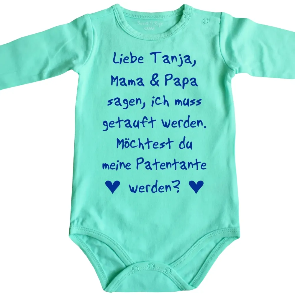 Baby‑Body als Geschenk zur Taufe mit Wunschname