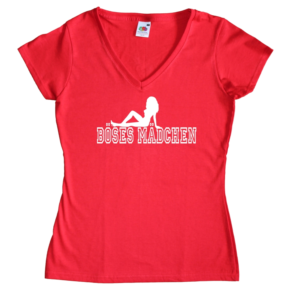 Preview: T-Shirt mit V-Ausschnitt - Böses Mädchen