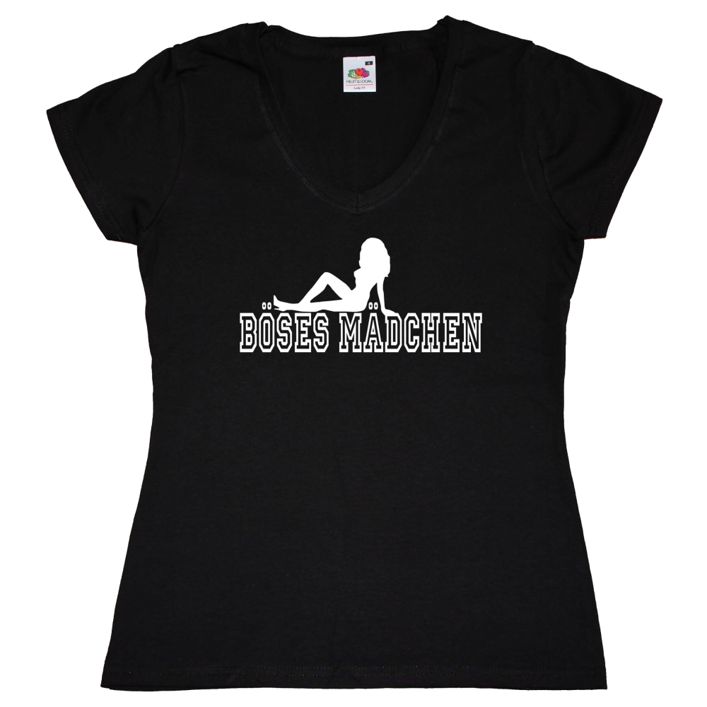 T-Shirt mit V-Ausschnitt - Böses Mädchen