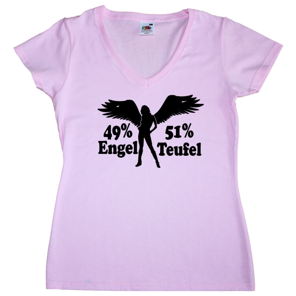 Preview: Fun Damen T-Shirt - 49% Engel und 51% Teufel