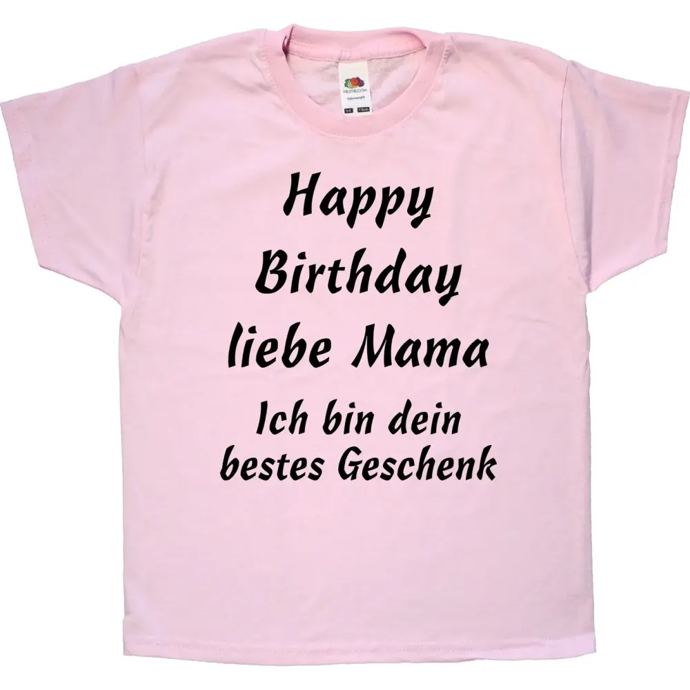 Preview: Kinder‑T‑Shirt mit Spruch „Happy Birthday liebe Oma“